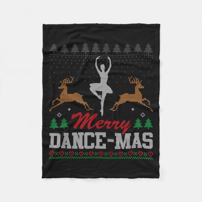 Merry Dance-mas Ballet Dancer Ugly Christmas Balle Fleece Blanket (Front)