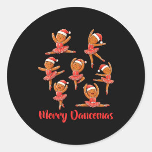 Merry Dancemas Ballet Dancer Gingerbread Teacher C Classic Round Sticker