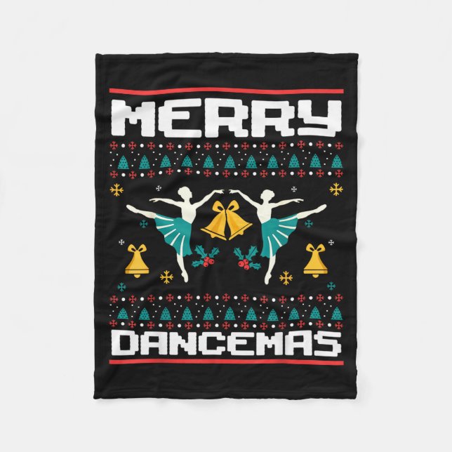 Merry Dancemas Ballet Dancers Ugly Christmas Xmas  Fleece Blanket (Front)