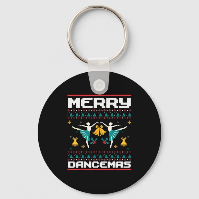 Merry Dancemas Ballet Dancers Ugly Christmas Xmas  Key Ring (Front)
