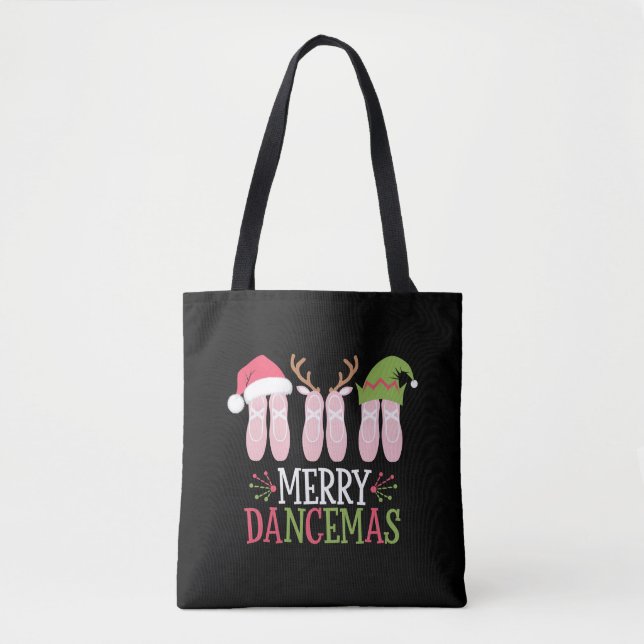 Merry Dancemas Christmas Ballet Shoes Dancing Tote Bag (Front)