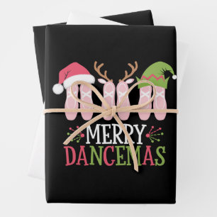 Merry Dancemas Christmas Ballet Shoes Dancing Wrapping Paper Sheet