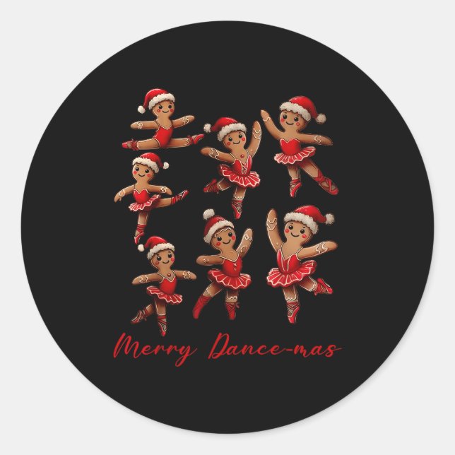 Merry Dancemas Gingerbread Dancer Ballet Christmas Classic Round Sticker (Front)