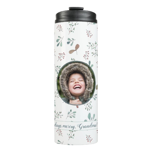 Merry Days Christmas Circle Photo Thermal Tumbler (Front)