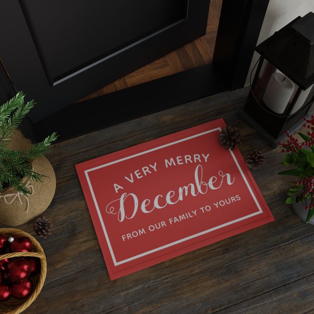 Merry December Red Christmas Welcome Doormat (Creator Uploaded)