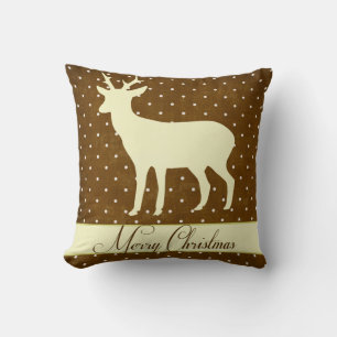 Merry Deer Pillow - Brown Polka Dots d2