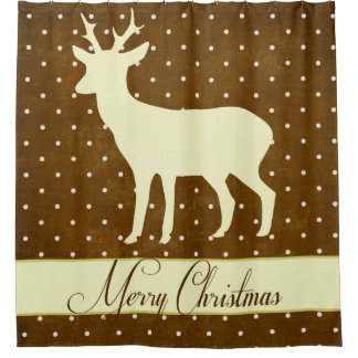 Merry Deer Shower Curtain - Brown Polka Dots