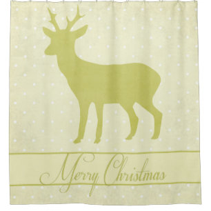 Merry Deer Shower Curtain - Cream Polka Dot