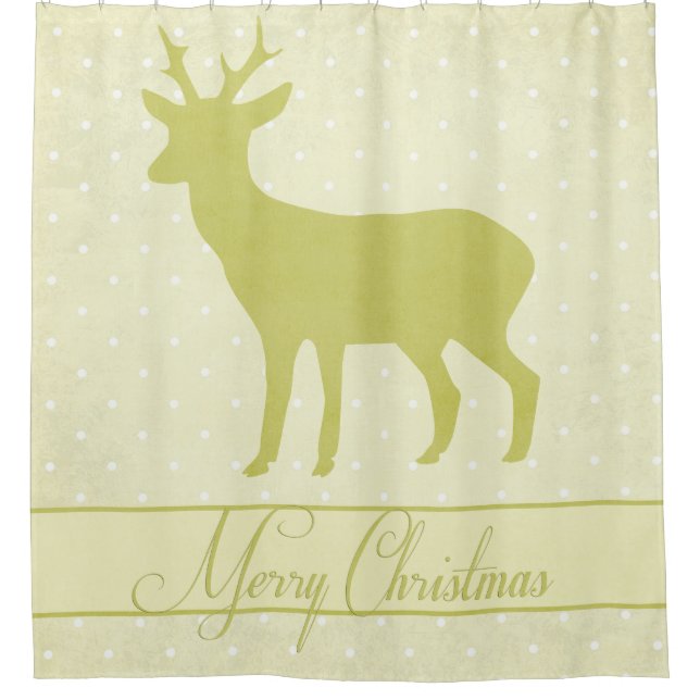 Merry Deer Shower Curtain - Cream Polka Dot (Front)
