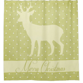 Merry Deer Shower Curtain - Lime Green Polka Dots
