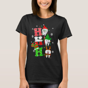 Merry Dentist Christmas Ho Ho Ho Teeth Santa Reind T-Shirt