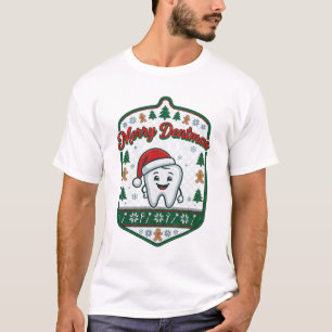 Merry Dentmas Christmas Tooth Santa Hat Gingerbrea T-Shirt