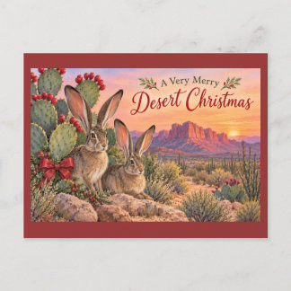 Merry Desert Christmas Jackrabbits Postcard