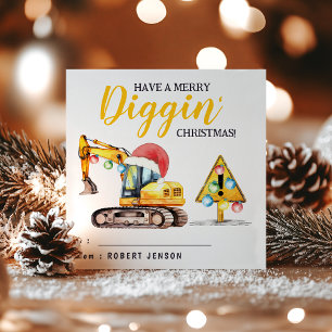 Merry Diggin' Christmas   Construction Theme Class Holiday Card