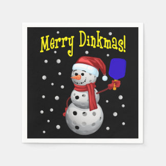 Merry Dinkmas - Pickleball Snowman Napkin