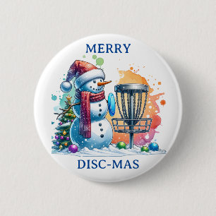 Merry Disc-mas   Disc Golf Christmas 6 Cm Round Badge