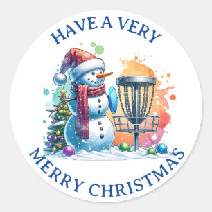 Merry Disc-mas   Disc Golf Personalised Christmas Classic Round Sticker