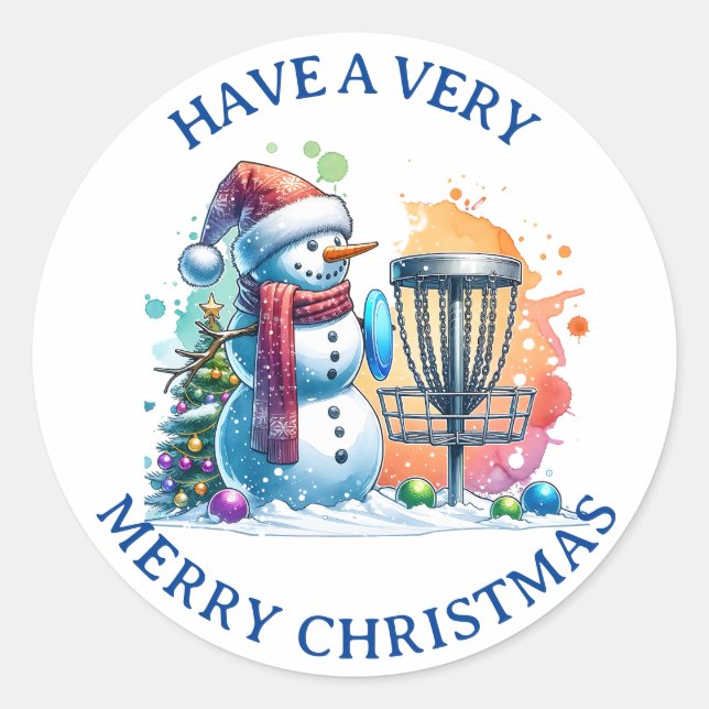 Merry Disc-mas | Disc Golf Personalised Christmas Classic Round Sticker (Front)