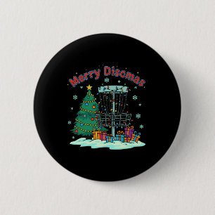 Merry Discmas Disc Golf Basket Christmas Tree 6 Cm Round Badge