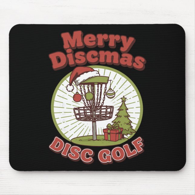 Merry Discmas Disc Golf Funny Flying Disc Basket  Mouse Mat (Front)