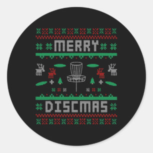 Merry Discmas Disc Golf Ugly Christmas Merry Chris Classic Round Sticker