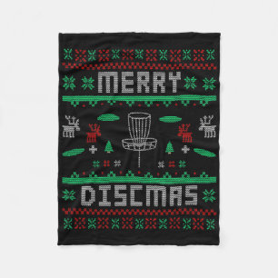 Merry Discmas Disc Golf Ugly Christmas Merry Chris Fleece Blanket