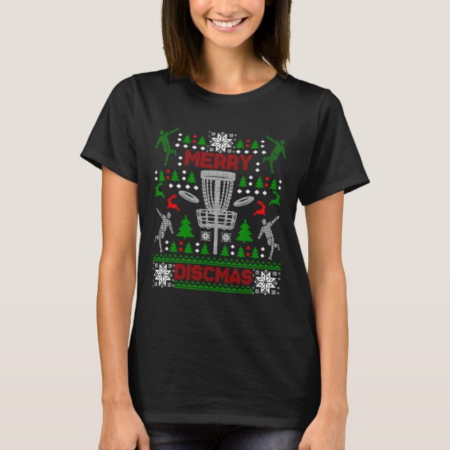 Merry Discmas Disc Golf Ugly Christmas Sweater Par (Front)