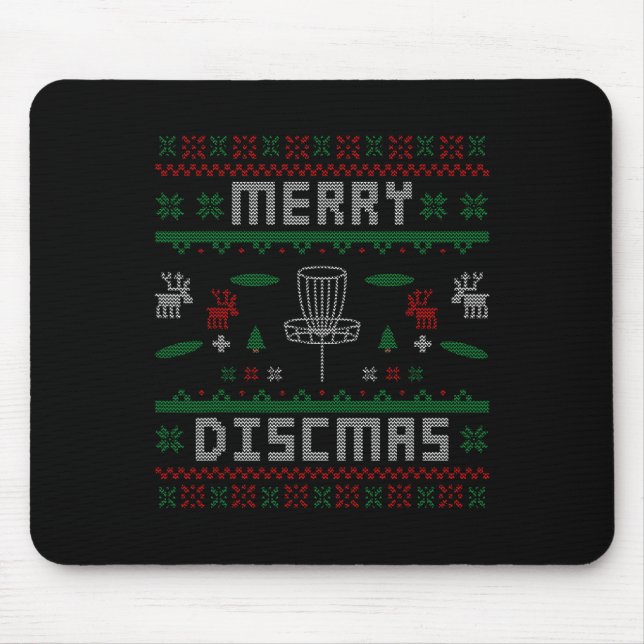 Merry Discmas Disc Golf Ugly Dad Uncle  Mouse Mat (Front)