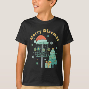 Merry Discmas Funny Disc Golf Basket Christmas Tre T-Shirt