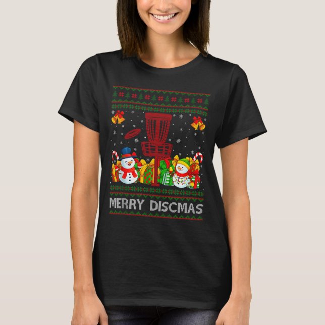 Merry Discmas Ugly Xmas Sweaters Funny Disc Golf C (Front)