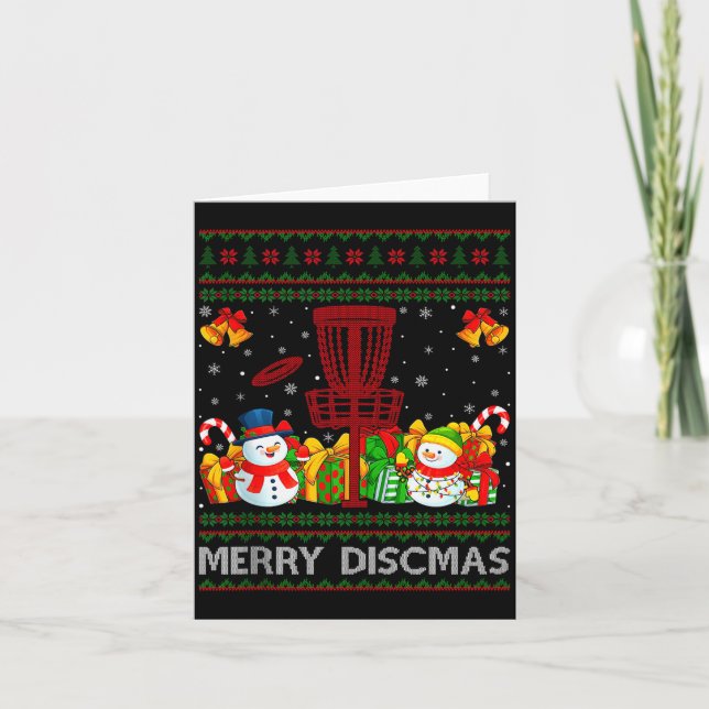 Merry Discmas Ugly Xmas Sweaters Funny Disc Golf C Card (Front)