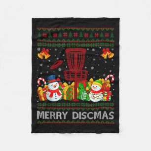 Merry Discmas Ugly Xmas Sweaters Funny Disc Golf C Fleece Blanket