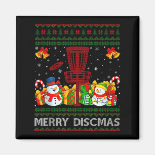 Merry Discmas Ugly Xmas Sweaters Funny Disc Golf C Magnet