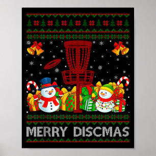 Merry Discmas Ugly Xmas Sweaters Funny Disc Golf C Poster