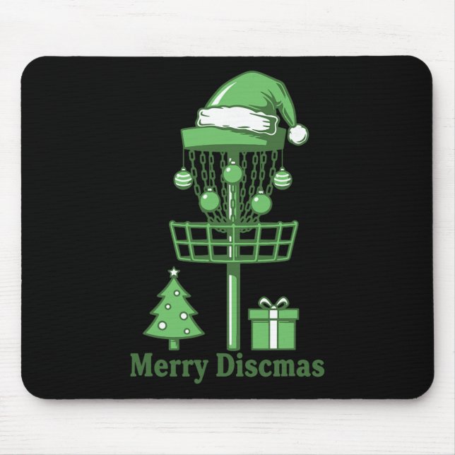 Merry Discsmas Disc Golf Basket Christmas Tree  Mouse Mat (Front)