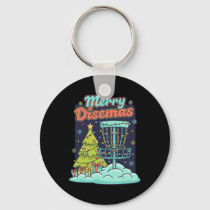 Merry Discsmas Funny Disc Golf Flying Disc Basket Key Ring