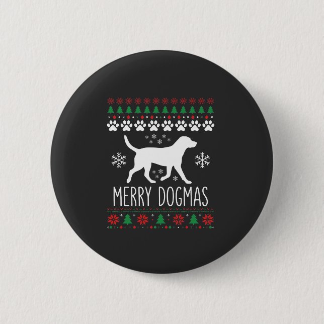 Merry Dogmas Christmas Dog Vector 6 Cm Round Badge (Front)