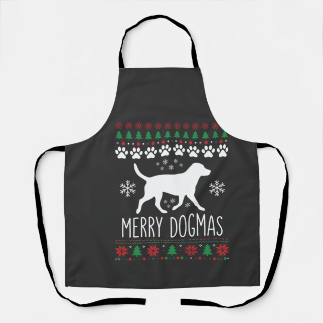 Merry Dogmas Christmas Dog Vector Apron (Front)