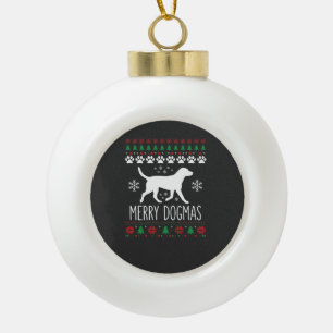 Merry Dogmas Christmas Dog Vector Ceramic Ball Christmas Ornament