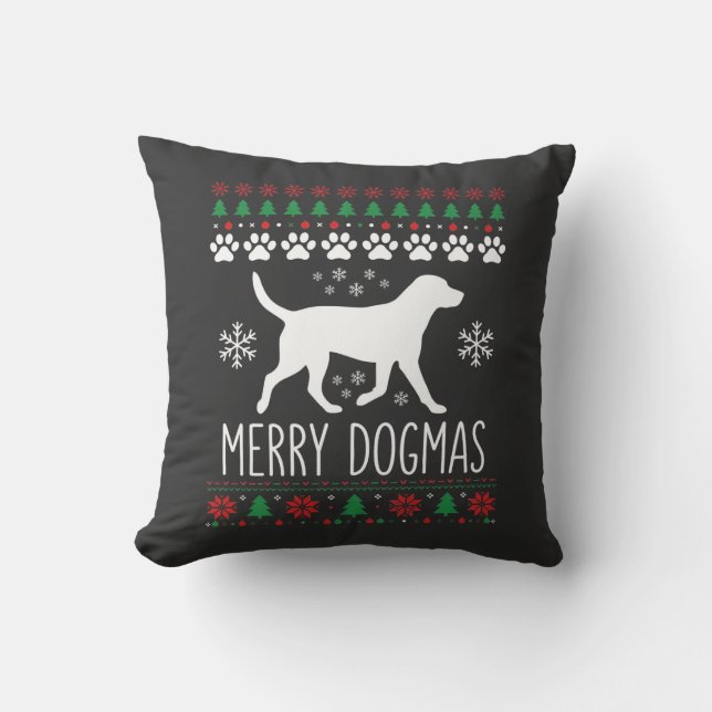 Merry Dogmas Christmas Dog Vector Cushion (Front)