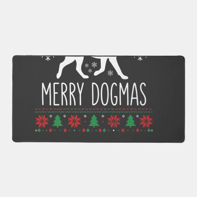 Merry Dogmas Christmas Dog Vector Desk Mat (Front)