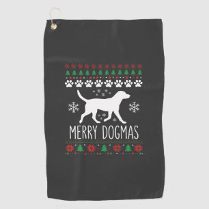Merry Dogmas Christmas Dog Vector Golf Towel