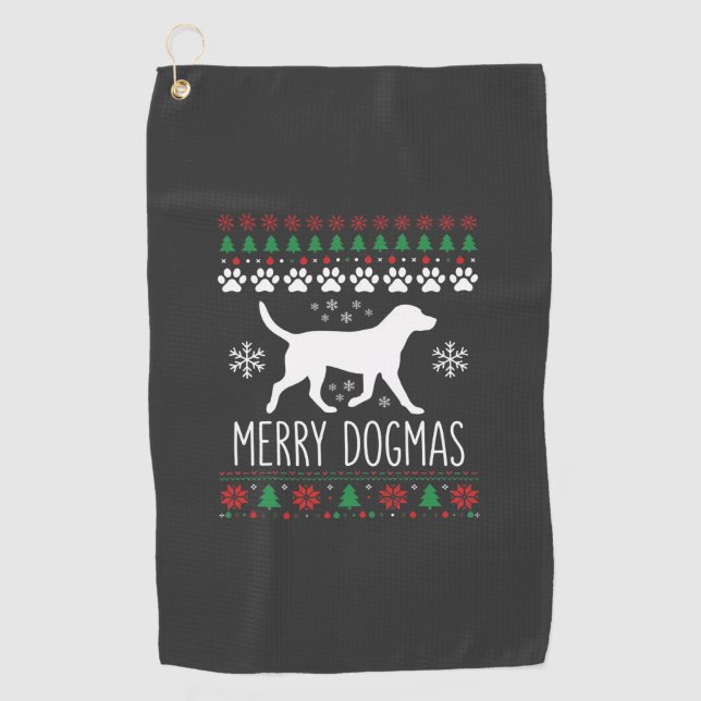 Merry Dogmas Christmas Dog Vector Golf Towel (Front)