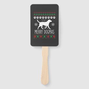 Merry Dogmas Christmas Dog Vector Hand Fan