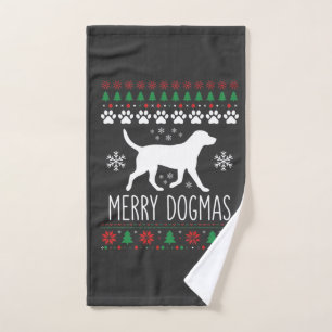 Merry Dogmas Christmas Dog Vector Hand Towel