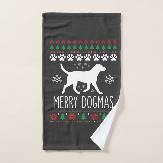 Merry Dogmas Christmas Dog Vector Hand Towel (Hand Towel)