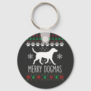 Merry Dogmas Christmas Dog Vector Key Ring