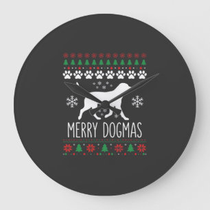 Merry Dogmas Christmas Dog Vector Large Clock