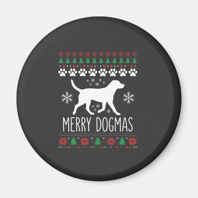 Merry Dogmas Christmas Dog Vector Magnet (Front)