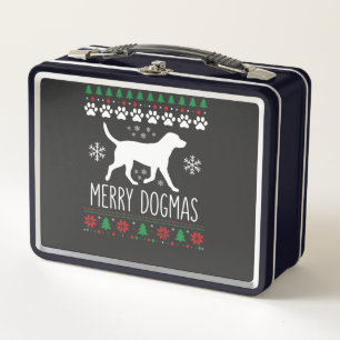 Merry Dogmas Christmas Dog Vector Metal Lunch Box